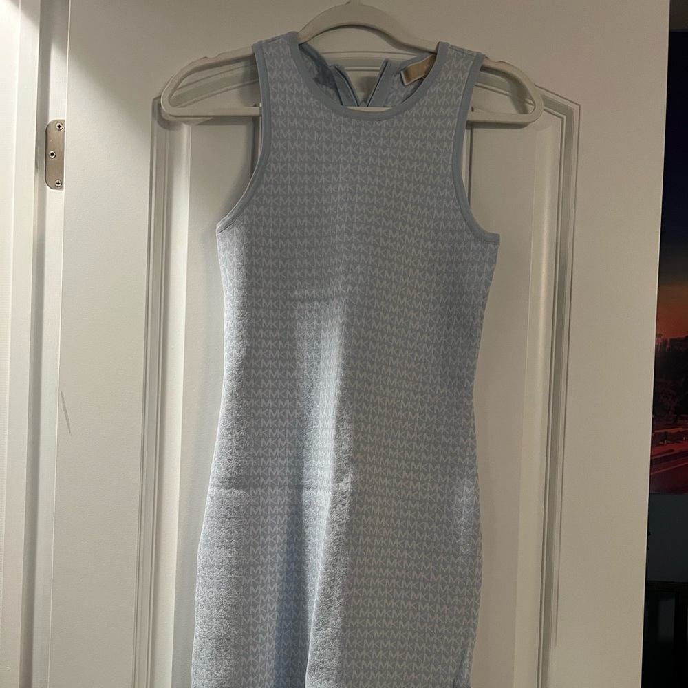 Light Blue Michael Kors Logo Knit Dress